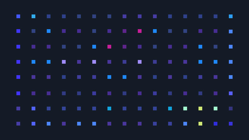 Multicoloured dots on a dark background