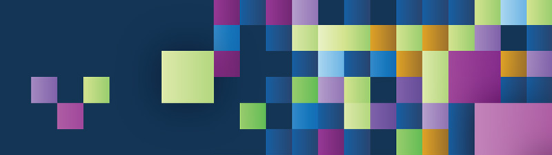 Colourful squares on a dark blue background